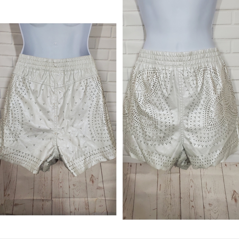Blank NYC Pearl White Filigree Faux Leather Short